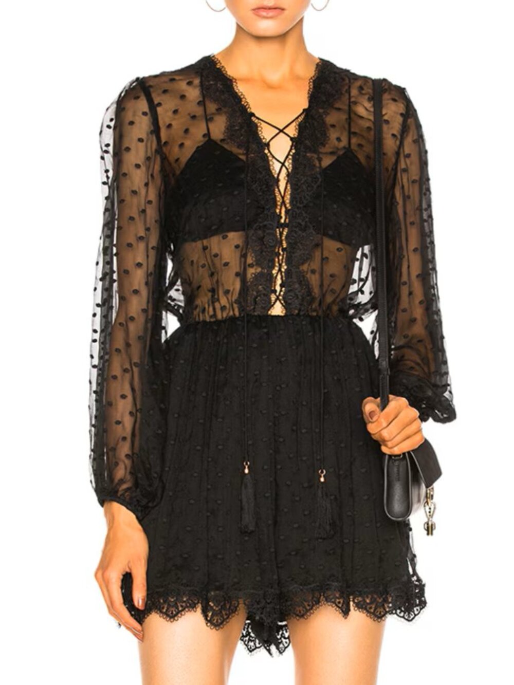 Zimmermann Oleander Lattice Romper Playsuit Black Noir Size‎ 0 XS